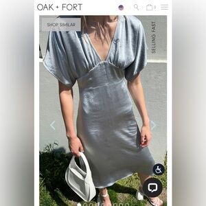 OAK + FORT - SATIN BUTTERFLY SLEEVE MIDI DRESS